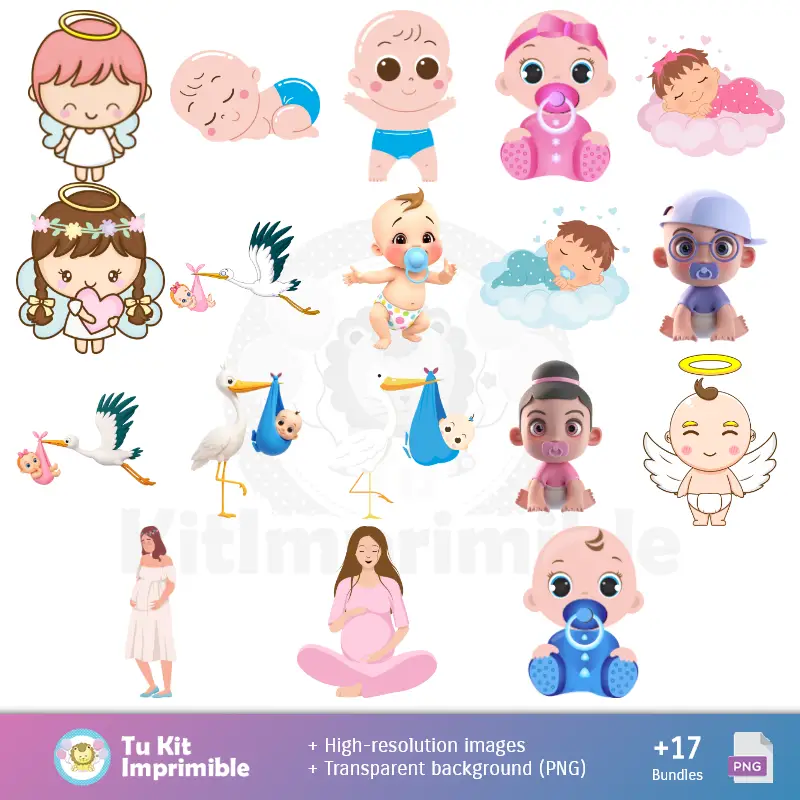 Personajes | Fondos Baby Shower - Papeles Digitales para Decoración