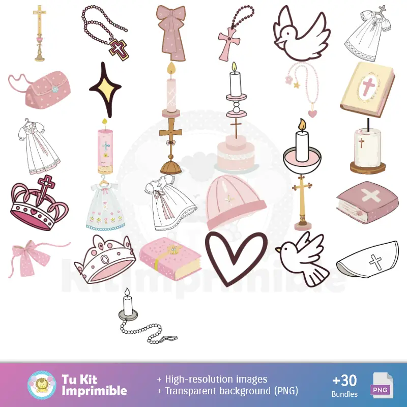 Personajes | Fondos Bautizo Niña - Papeles Digitales para Decoración