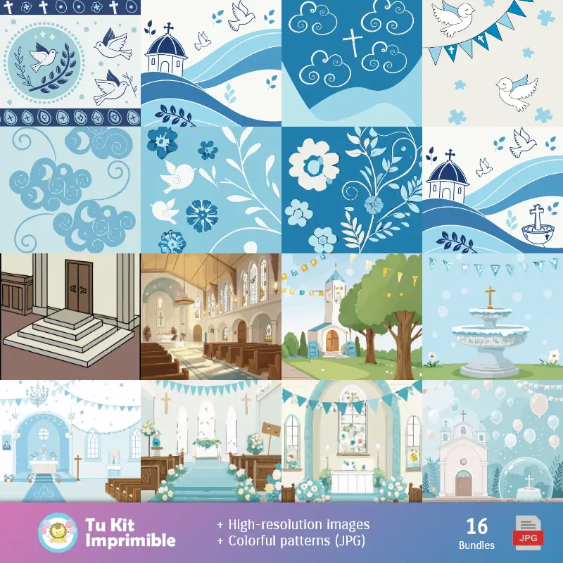 Fondos | Fondos Bautizo Niño - Papeles Digitales para Decoración