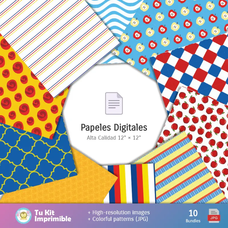 Collages | Fondos Blanca Nieves y Los 7 Enanitos - Papeles Digitales para Decoración