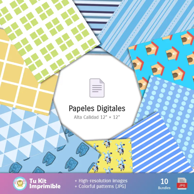 Collages | Fondos Bluey - Papeles Digitales para Decoración