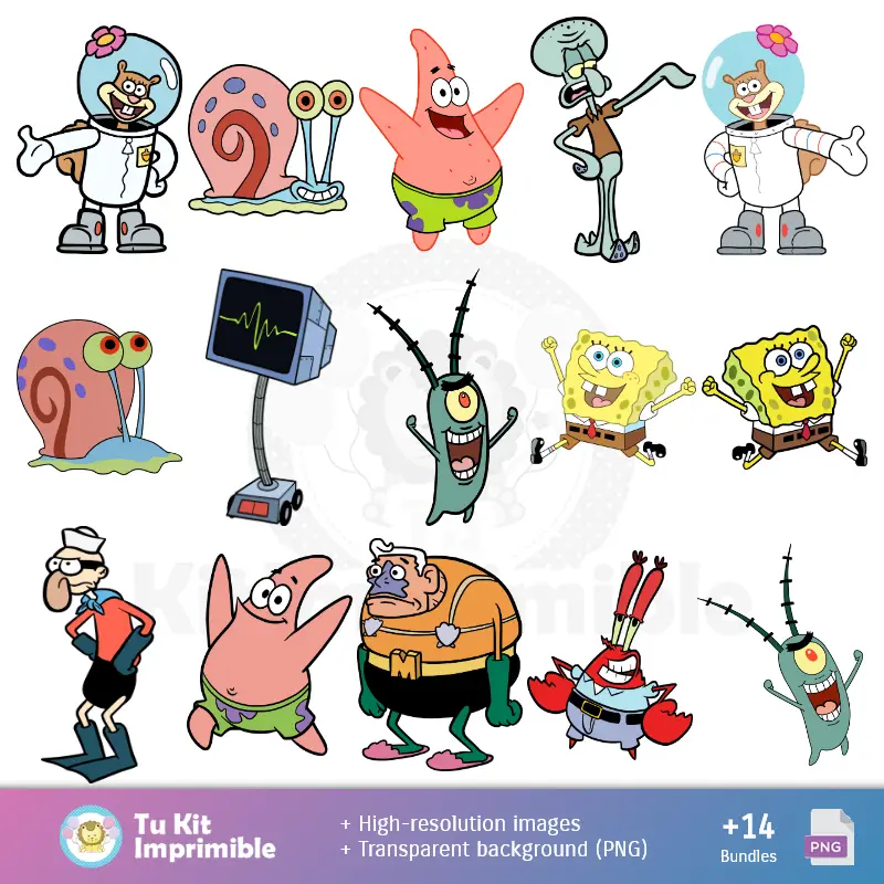 Personajes | Fondos Bob Esponja - Papeles Digitales para Decoración