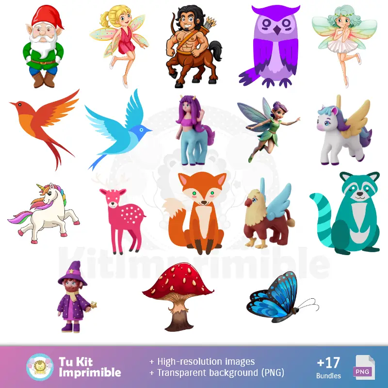 Personajes | Fondos Bosque Encantado - Papeles Digitales para Decoración