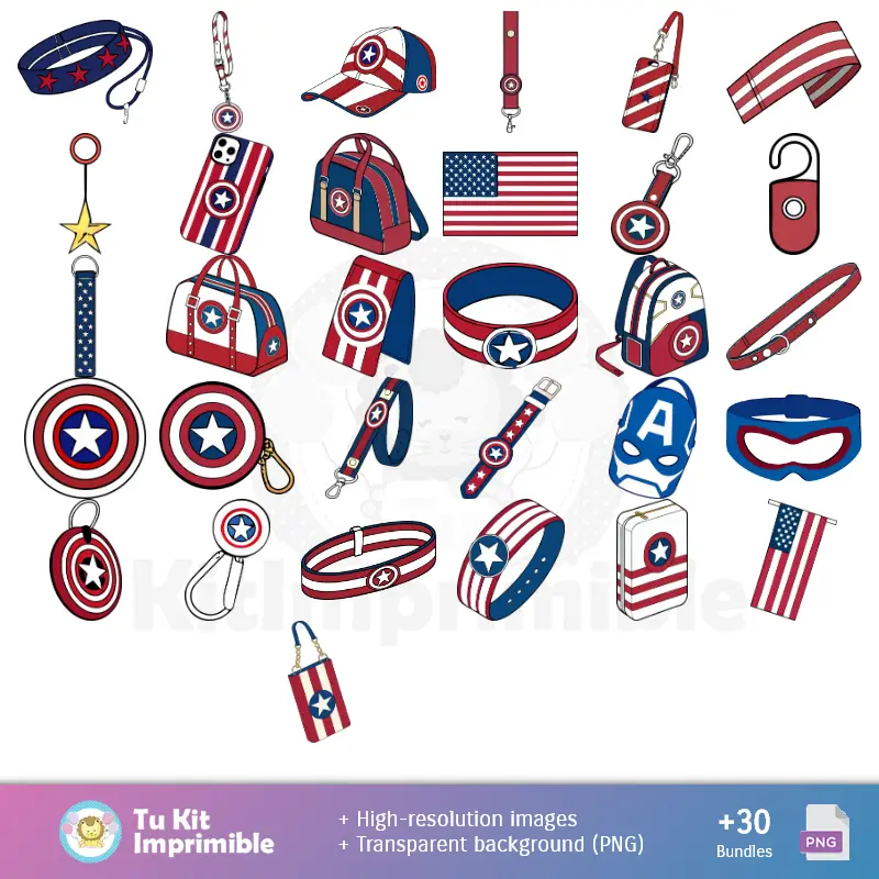 Accesorios | Fondos Capitán América - Papeles Digitales para Decoración