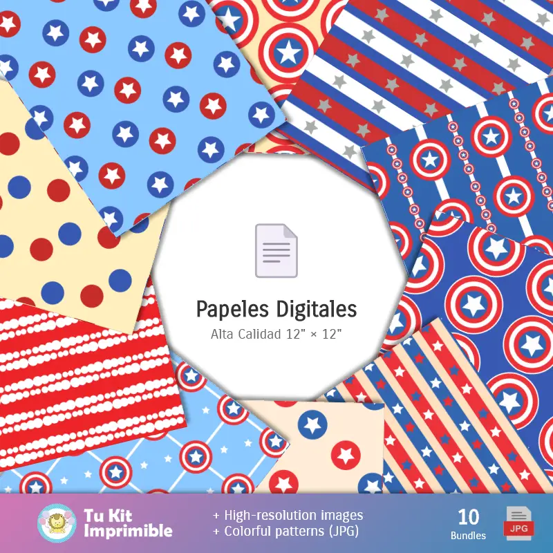 Collages | Fondos Capitán América - Papeles Digitales para Decoración