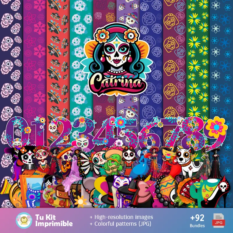 Fondos Catrinas Día de los Muertos - Papeles Digitales para Decoración