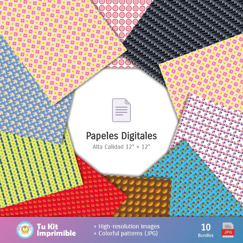 Collages | Fondos Circo Payasos - Papeles Digitales para Decoración