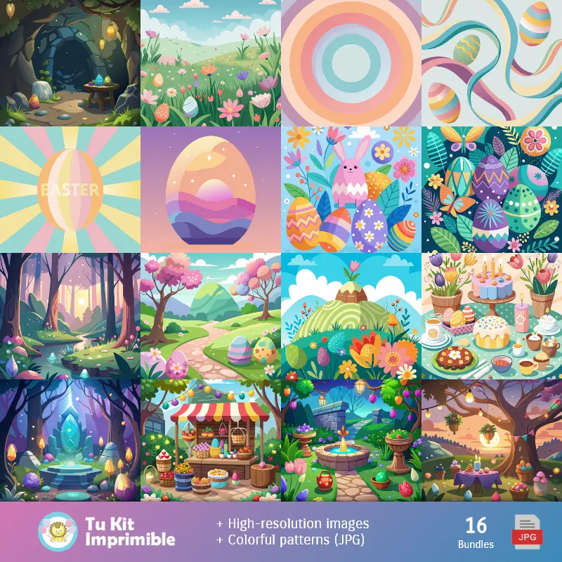 Números Temáticos | Fondos Conejo de Pascua - Papeles Digitales para Decoración