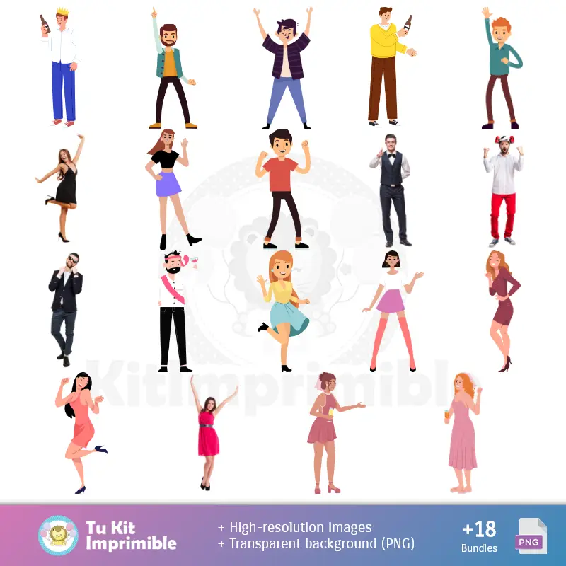 Personajes | Fondos Despedida de Solteras y Solteros - Papeles Digitales para Decoración