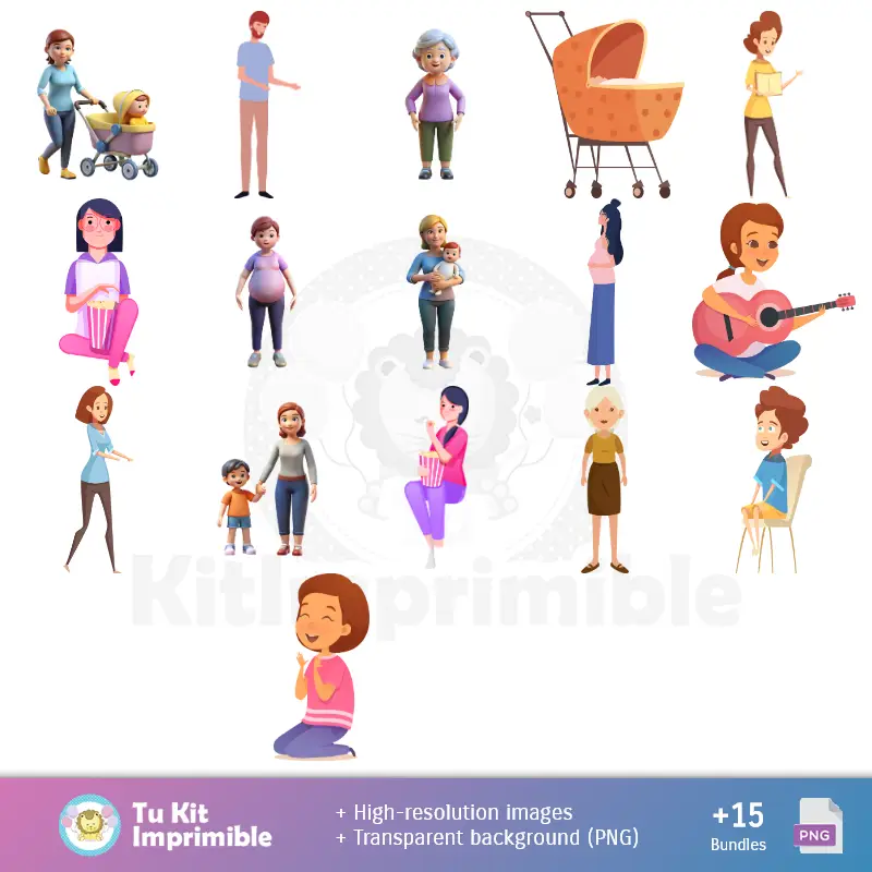 Personajes | Fondos Día de la Madre - Papeles Digitales para Decoración