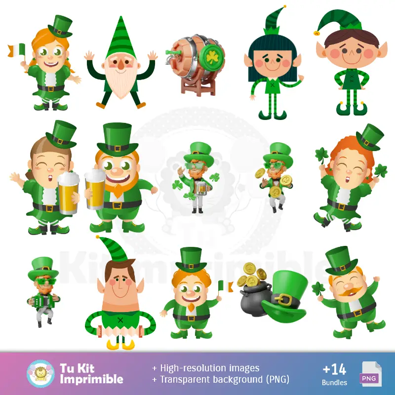 Personajes | Fondos Día de San Patricio - Papeles Digitales para Decoración