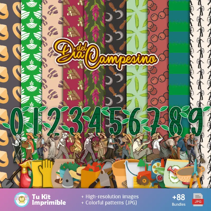 Personajes | Fondos Día del Campesino - Papeles Digitales para Decoración