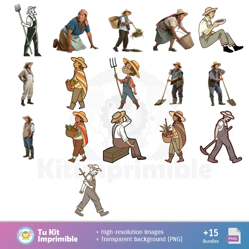 Collages | Fondos Día del Campesino - Papeles Digitales para Decoración