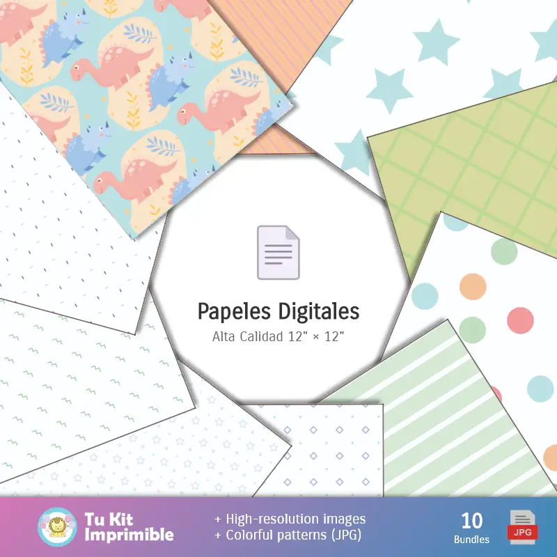Collages | Fondos Dinosaurios - Papeles Digitales para Decoración