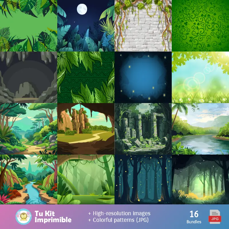 Collages | Fondos El Libro de La Selva - Papeles Digitales para Decoración