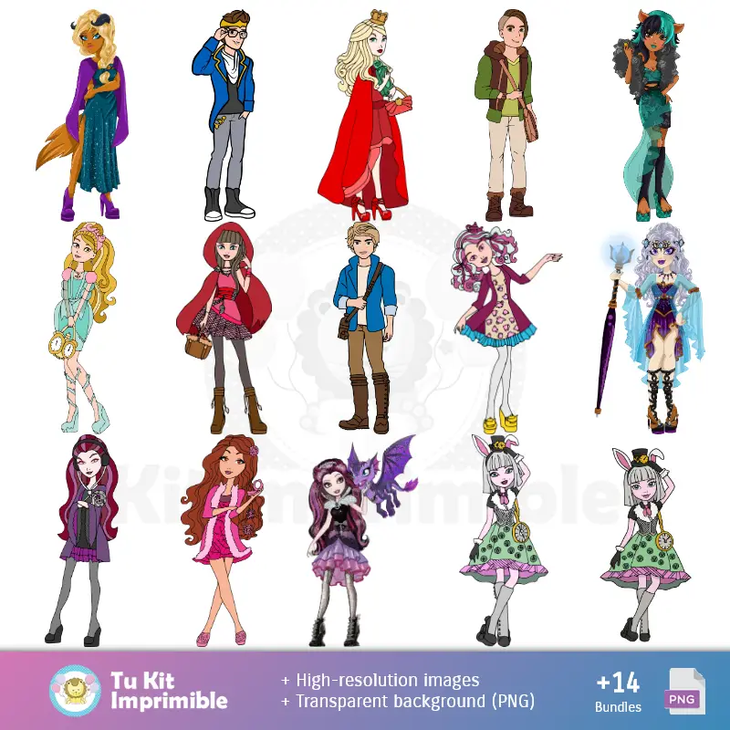 Personajes | Fondos Ever After High - Papeles Digitales para Decoración