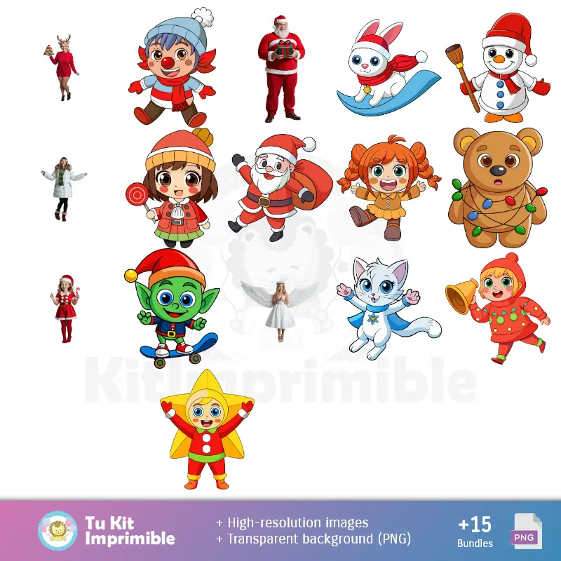 Personajes | Fondos Feliz Navidad - Papeles Digitales para Decoración