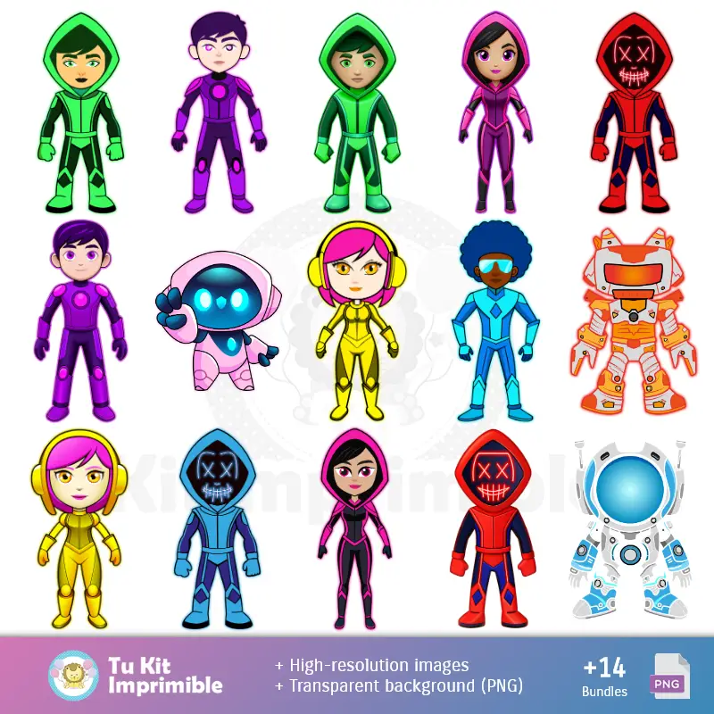 Collages | Fondos Fiesta Neón - Papeles Digitales para Decoración