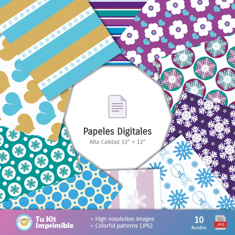 Collages | Fondos Frozen - Papeles Digitales para Decoración