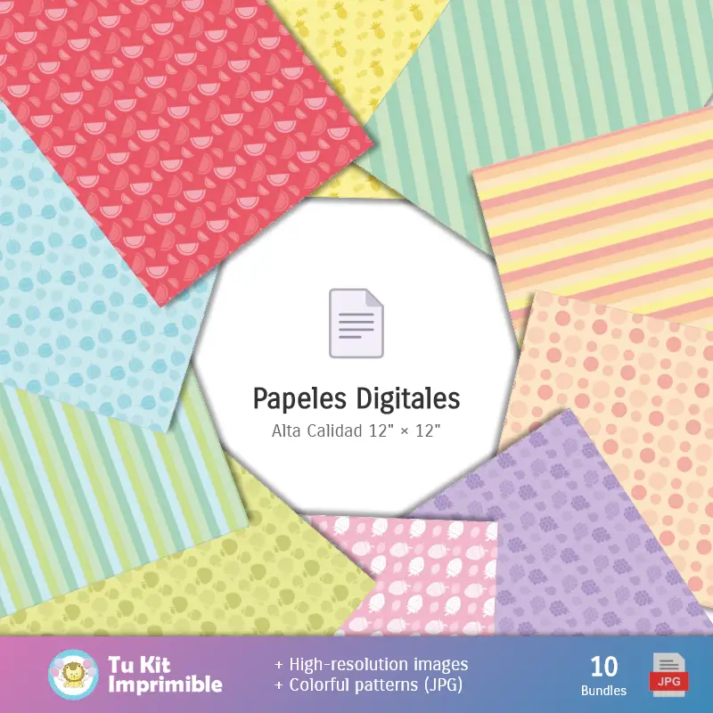 Collages | Fondos Frutillita - Papeles Digitales para Decoración