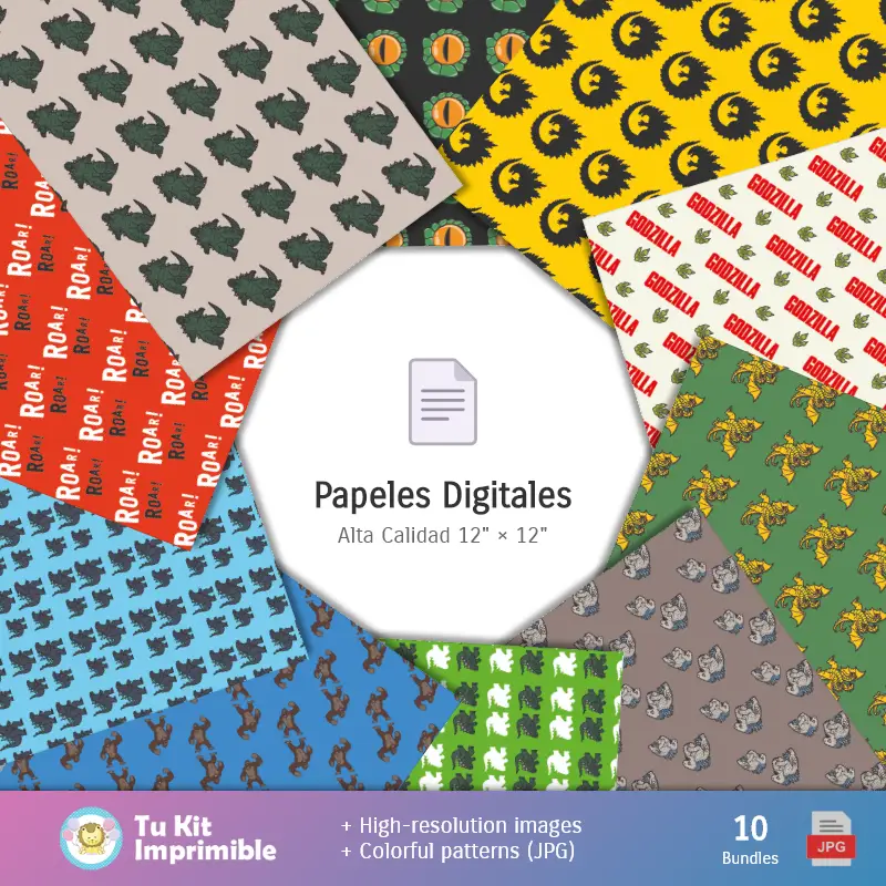 Collages | Fondos Godzilla - Papeles Digitales para Decoración