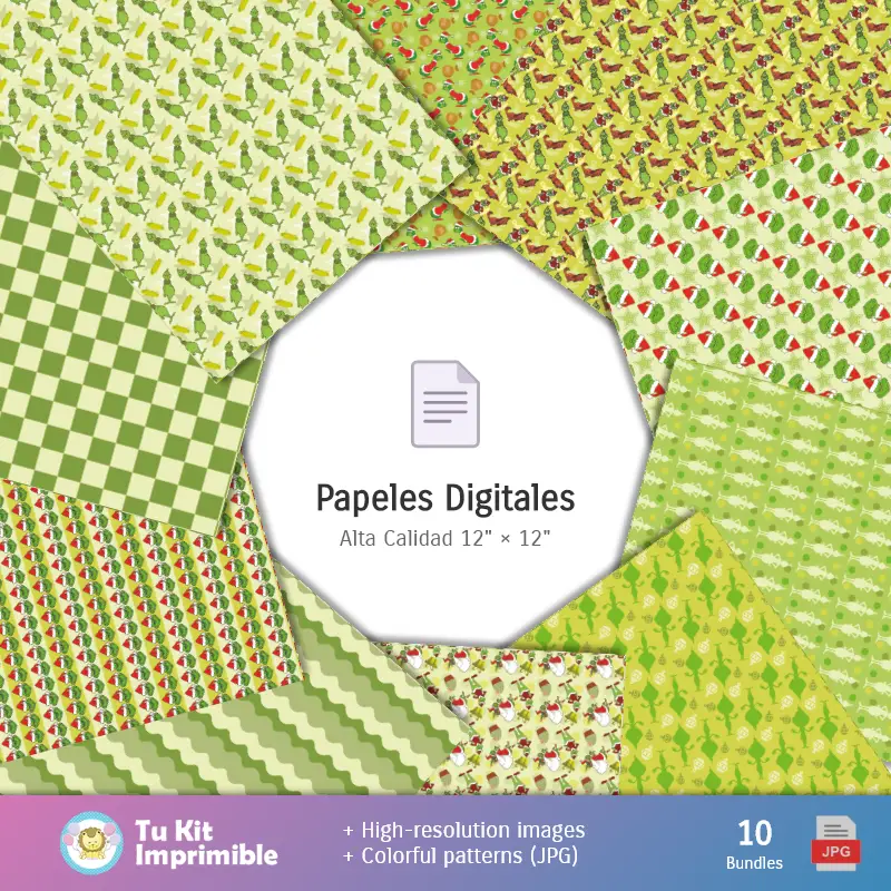 Collages | Fondos Grinch - Papeles Digitales para Decoración