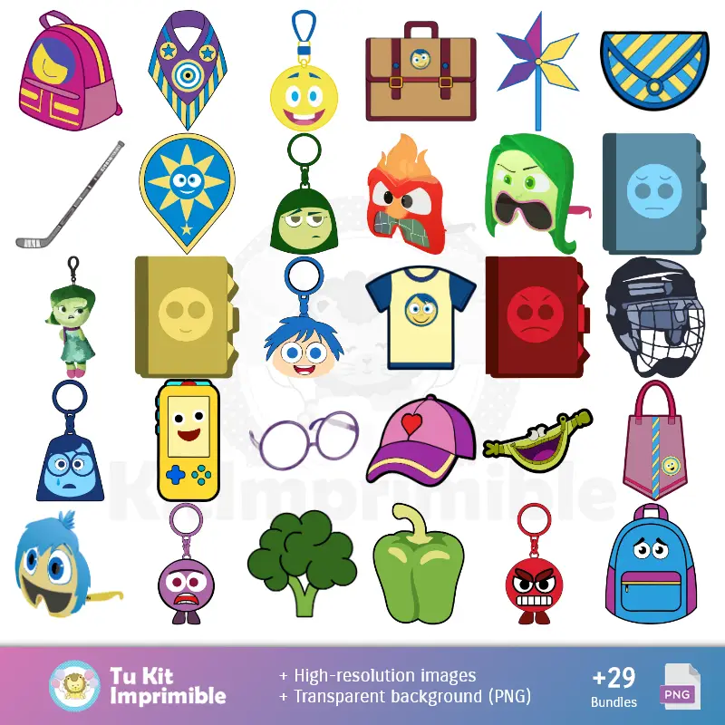 Accesorios | Fondos Inside Out Intensamente - Papeles Digitales para Decoración