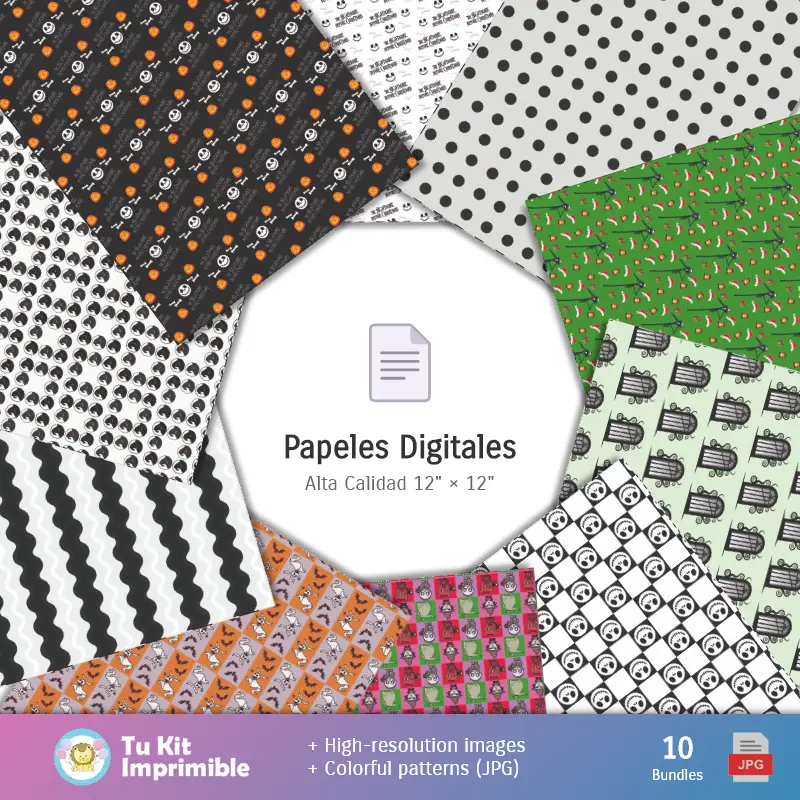 Collages | Fondos Jack Skellington - Papeles Digitales para Decoración