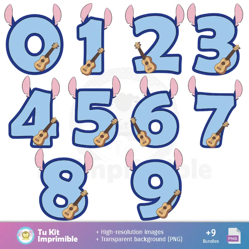 Números Temáticos | Fondos Lilo y Stitch - Papeles Digitales para Decoración