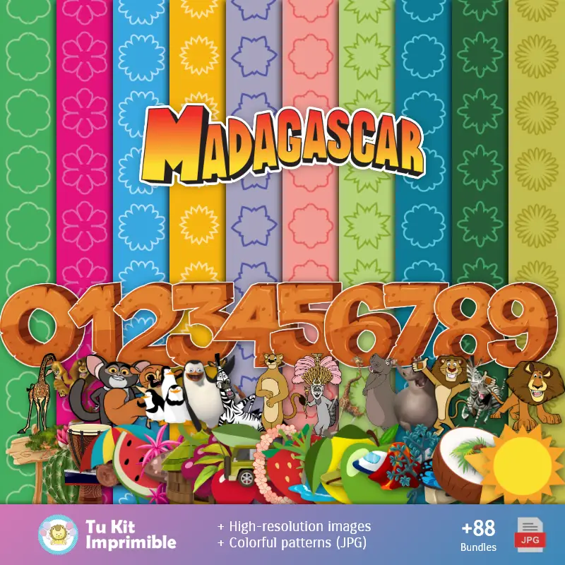 Fondos Madagascar - Papeles Digitales para Decoración