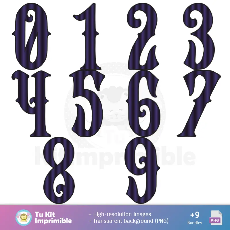 Números Temáticos | Fondos Merlina - Papeles Digitales para Decoración