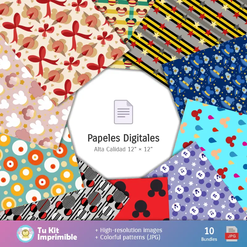 Fondos Mickey Mouse - Papeles Digitales para Decoración