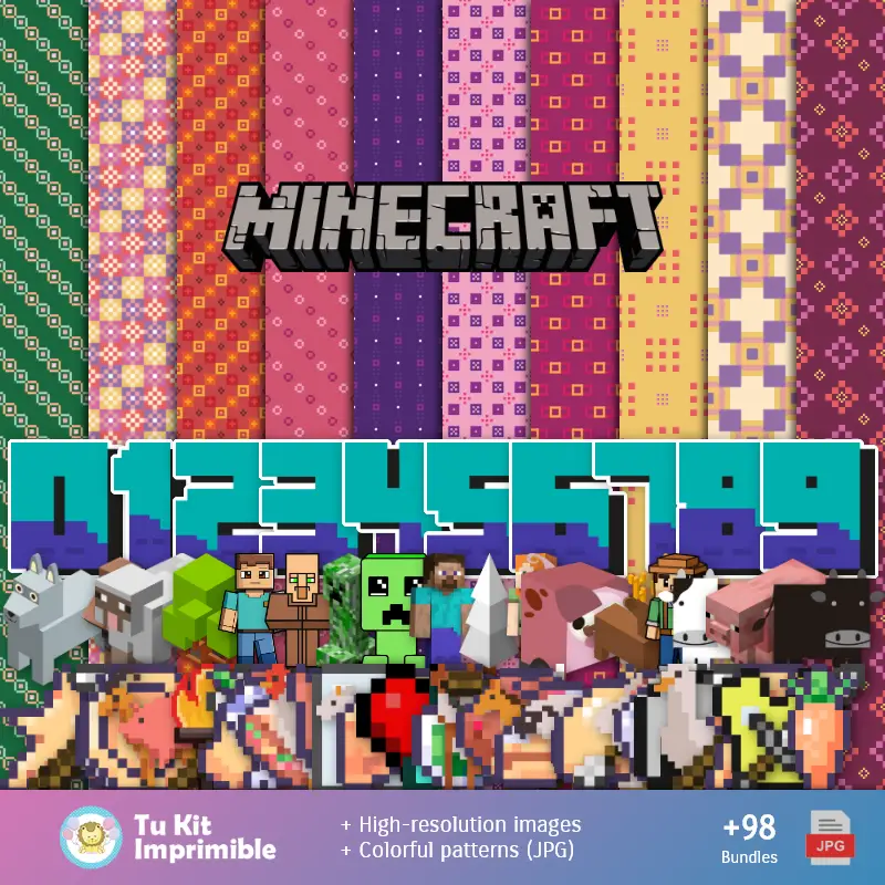 Fondos Minecraft - Papeles Digitales para Decoración