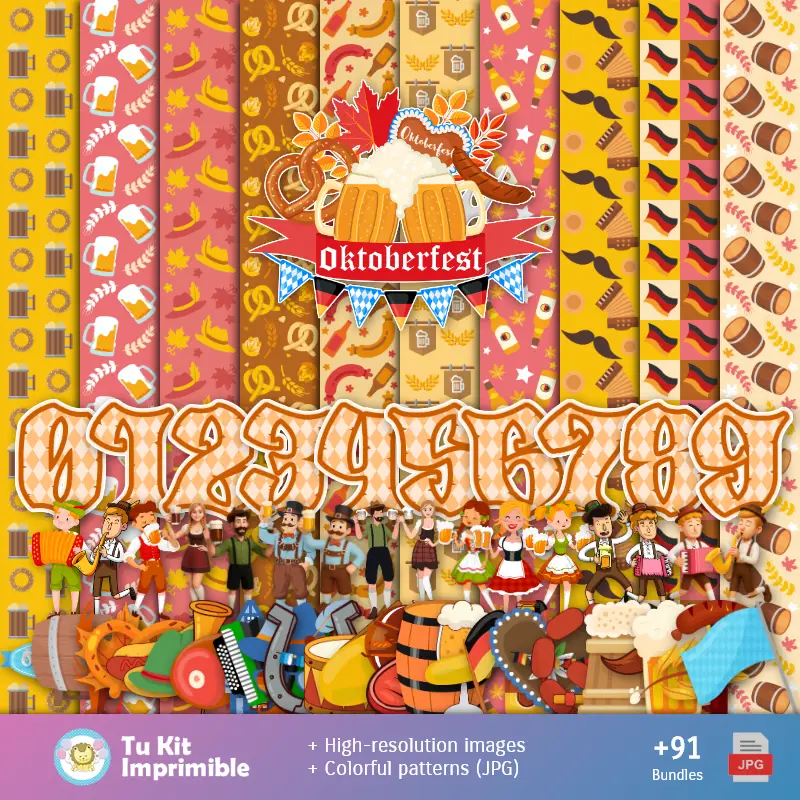 Fondos Octoberfest - Papeles Digitales para Decoración