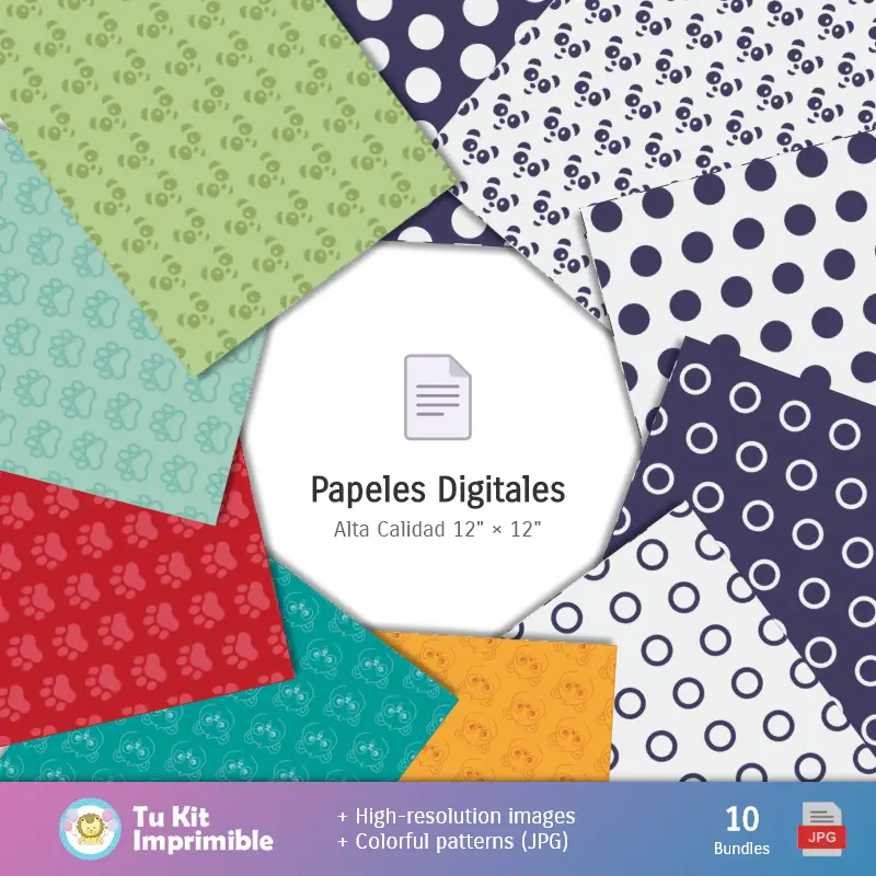 Collages | Fondos Osita Panda - Papeles Digitales para Decoración