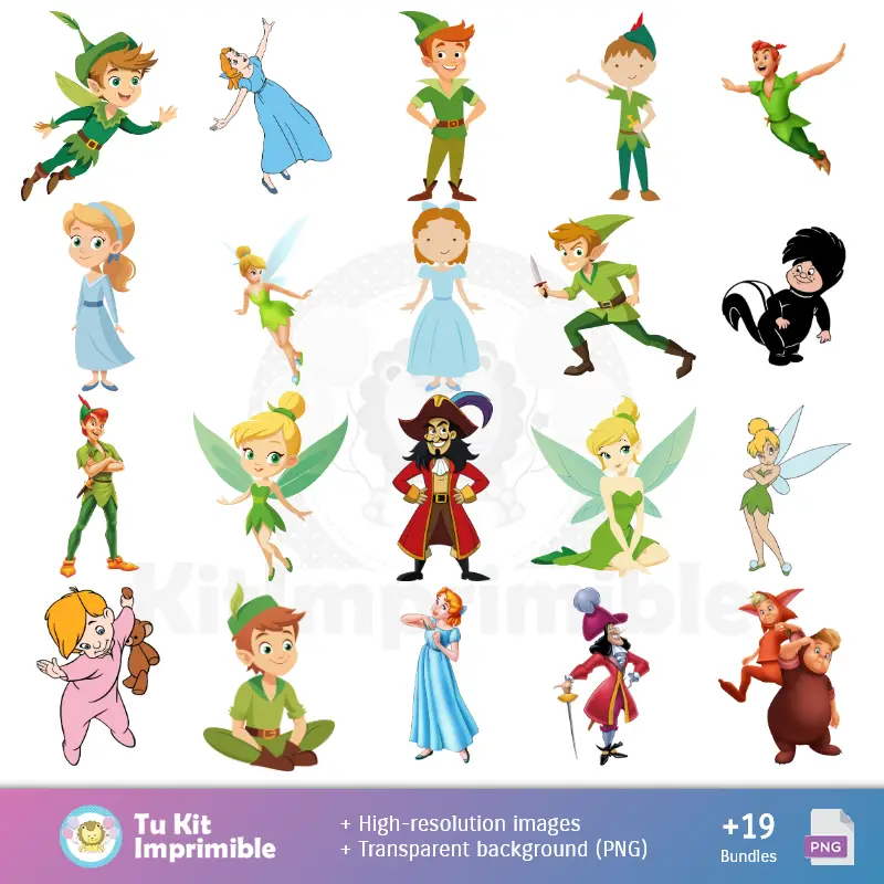 Personajes | Fondos Peter Pan - Papeles Digitales para Decoración