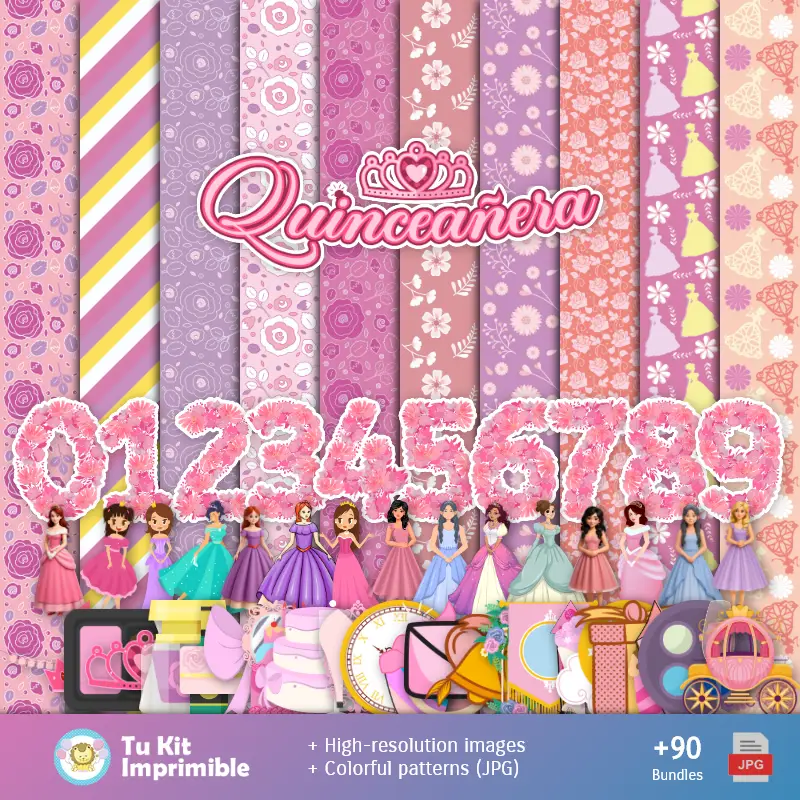 Fondos Quinceañera - Papeles Digitales para Decoración
