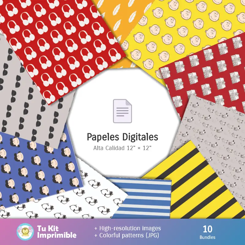 Collages | Fondos Snoopy - Papeles Digitales para Decoración