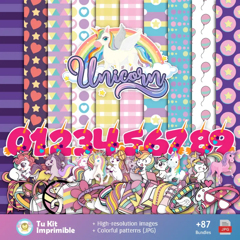 Fondos Unicornios - Papeles Digitales para Decoración