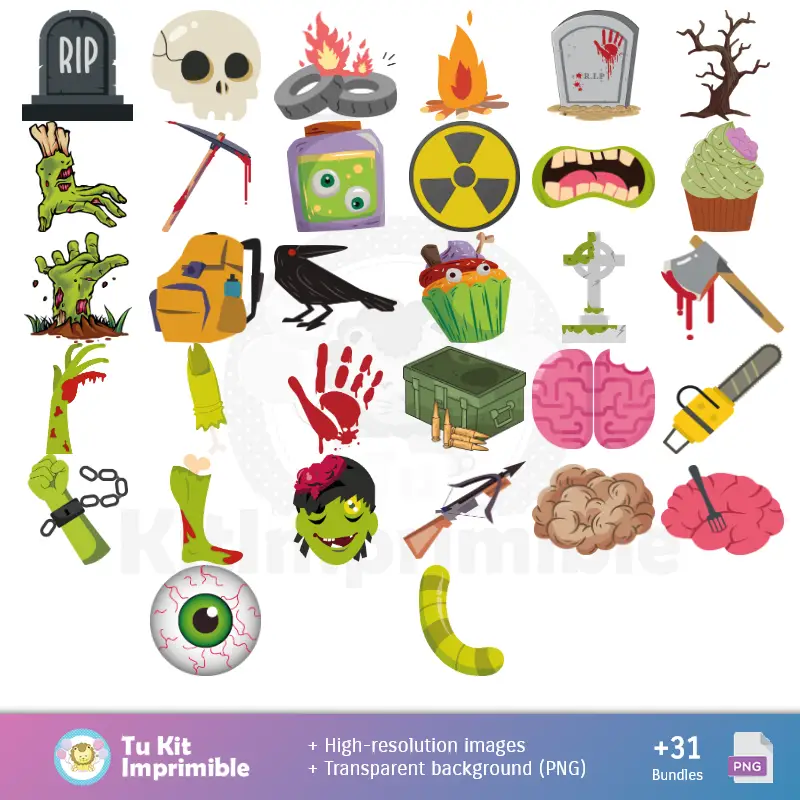 Accesorios | Fondos Zombies - Papeles Digitales para Decoración