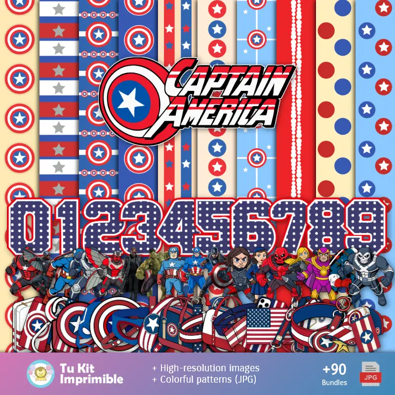 Fonds Captain America - Digital Decor Papers