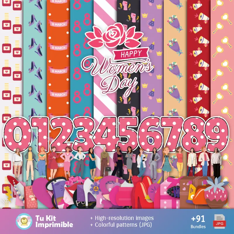 Fonds d'écran pour la Journée de la femme - Papiers numériques décoratifs