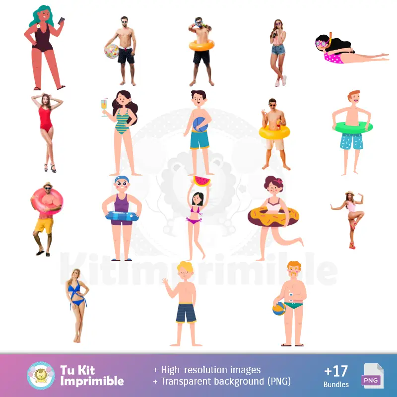 Personajes | Fonds d'écran pour pool party - Papiers numériques décoratifs