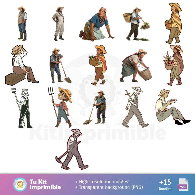 Personajes | Fonds de la Journée Campesino - Papiers numériques pour la décoration