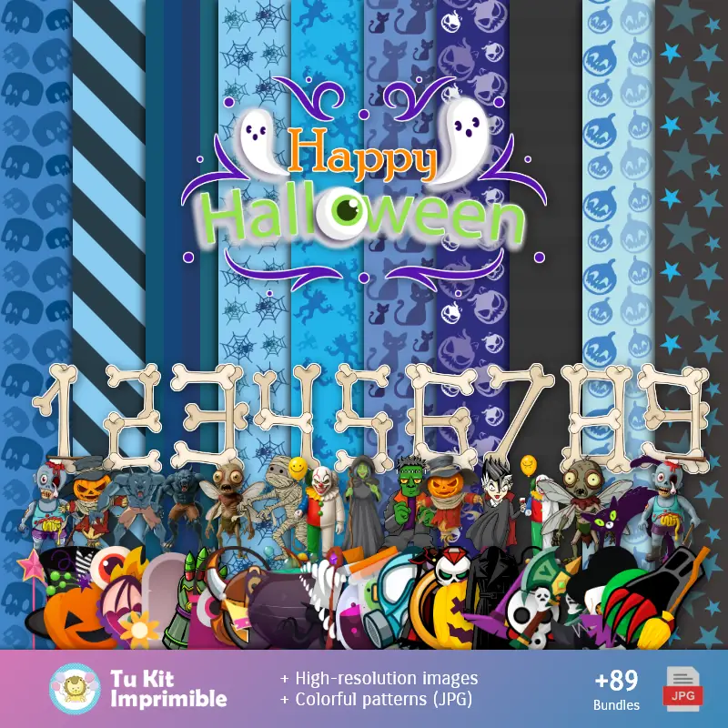 Números Temáticos | Fonds d'écran Halloween - Papiers de décoration numérique