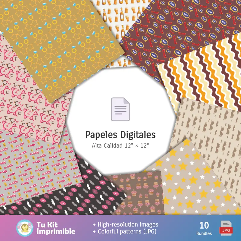 Collages | Fonds numériques pour enterrements de vie de jeune fille et de garçon - Décoration