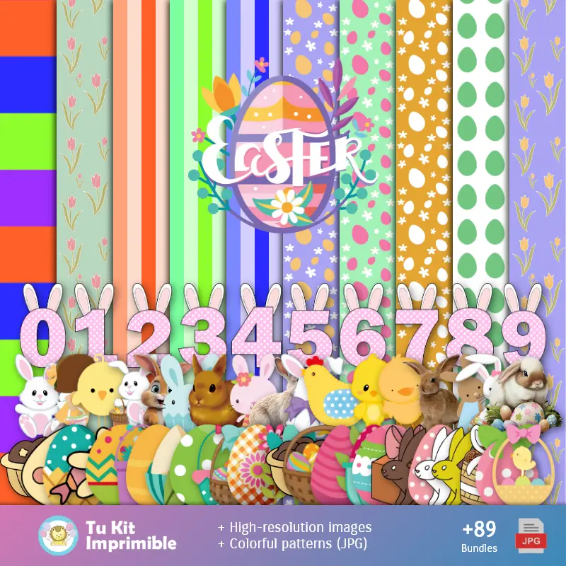 Fonds Rabbit de Pâques - Papiers numériques