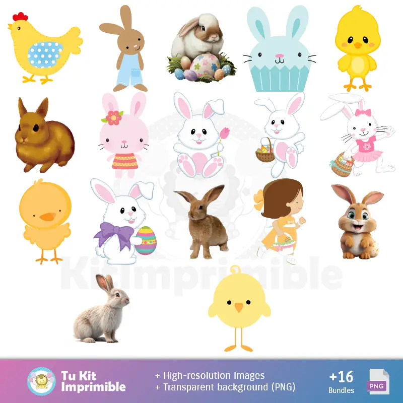 Personajes | Fonds Rabbit de Pâques - Papiers numériques