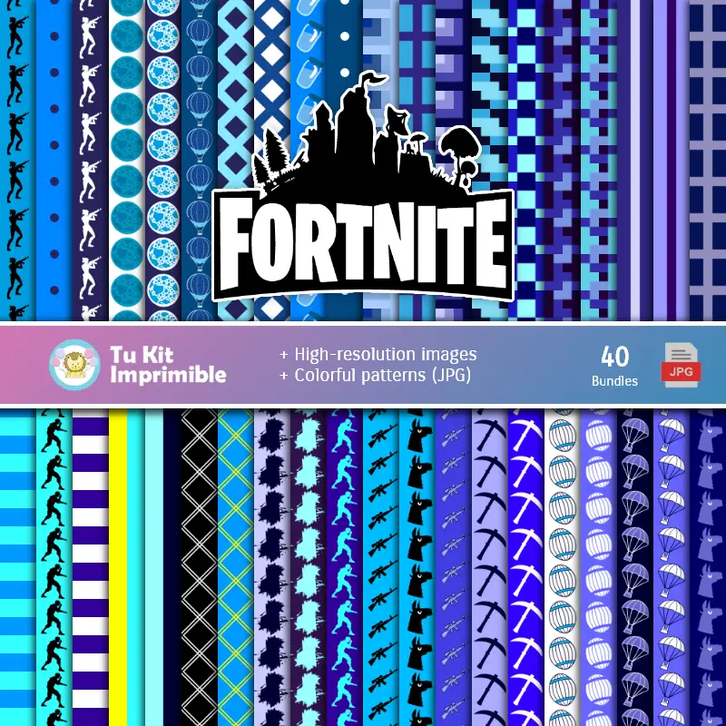 Fortnite Digital Paper Set - Fountains for Fiestas and Scrapbooking