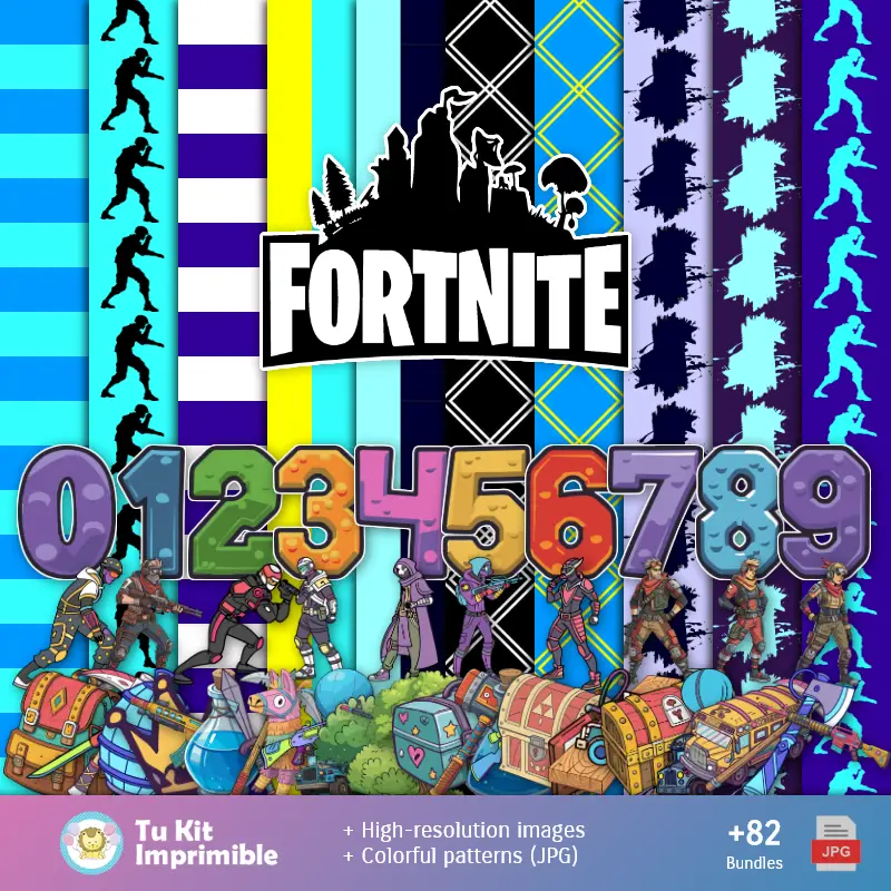Fortnite Patterns and Textures - Scrapbook and Party Kits